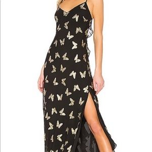 LoveShackFancy black butterfly slip dress